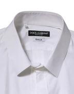 Dolce & Gabbana White Cotton GOLD Long Sleeves Formal Shirt - Zeiniez