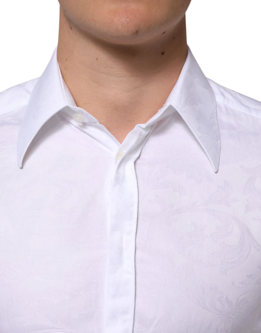 Dolce & Gabbana White Cotton MARTINI Paisley Jacquard Shirt - Zeiniez