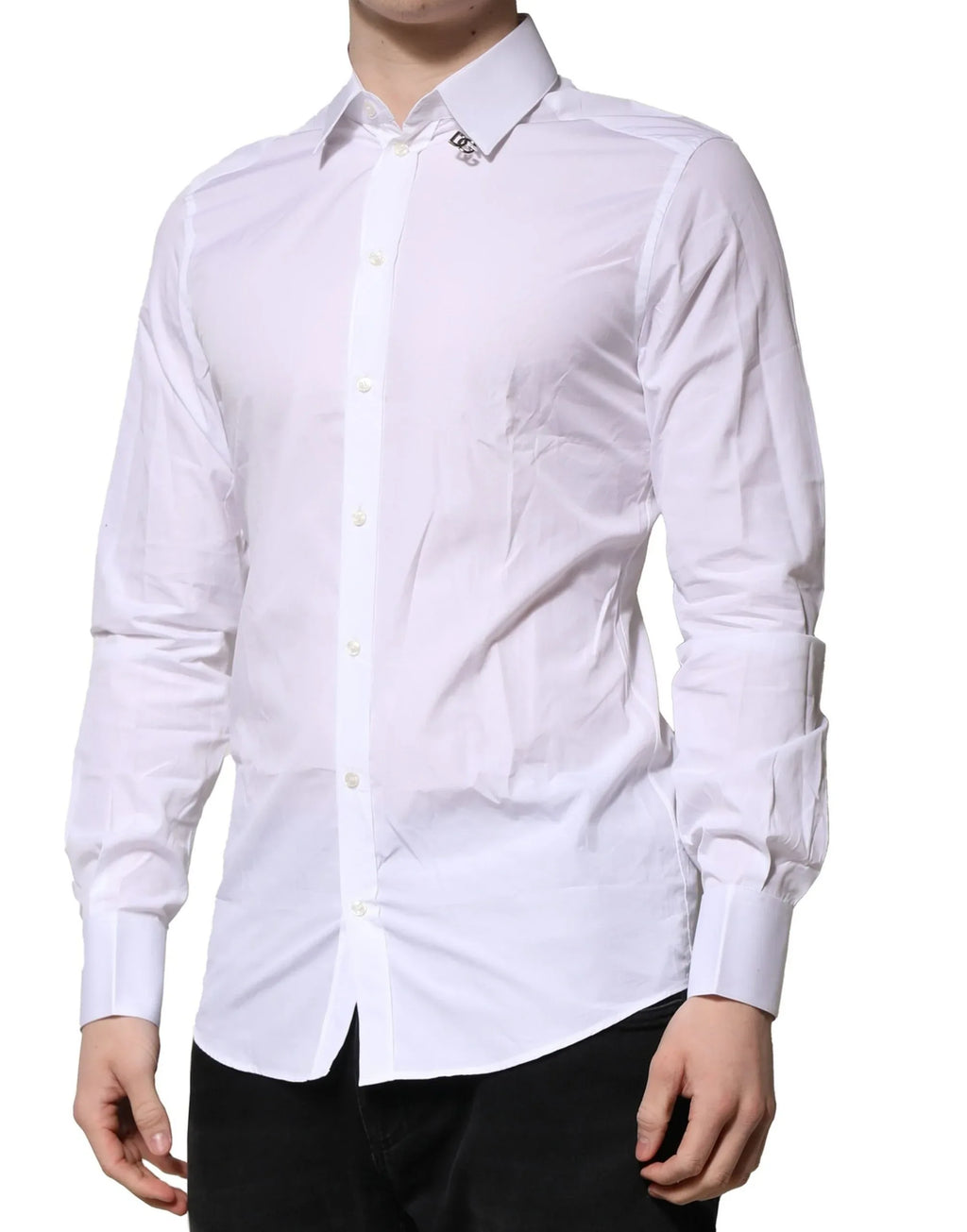 Dolce & Gabbana White Cotton GOLD Long Sleeves Formal Shirt - Zeiniez