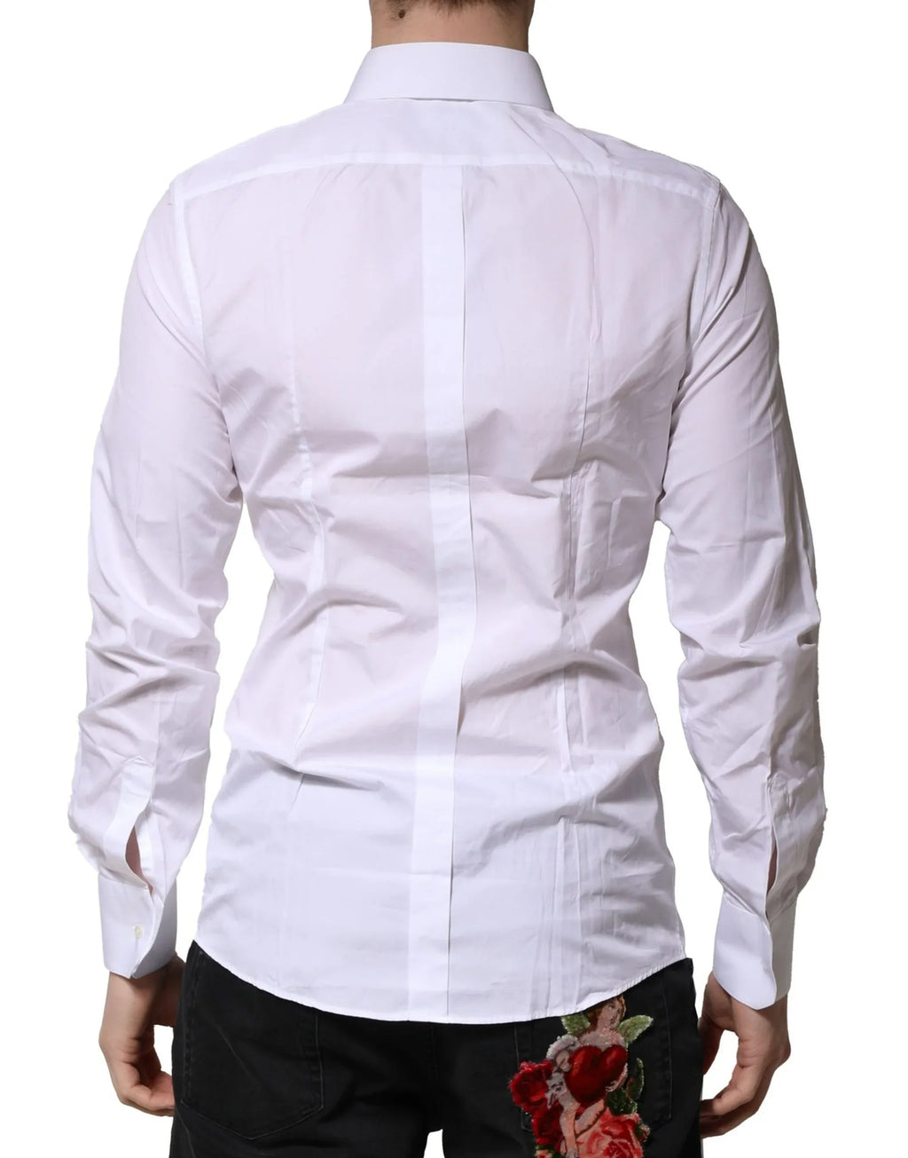 Dolce & Gabbana White Cotton GOLD Long Sleeves Formal Shirt - Zeiniez