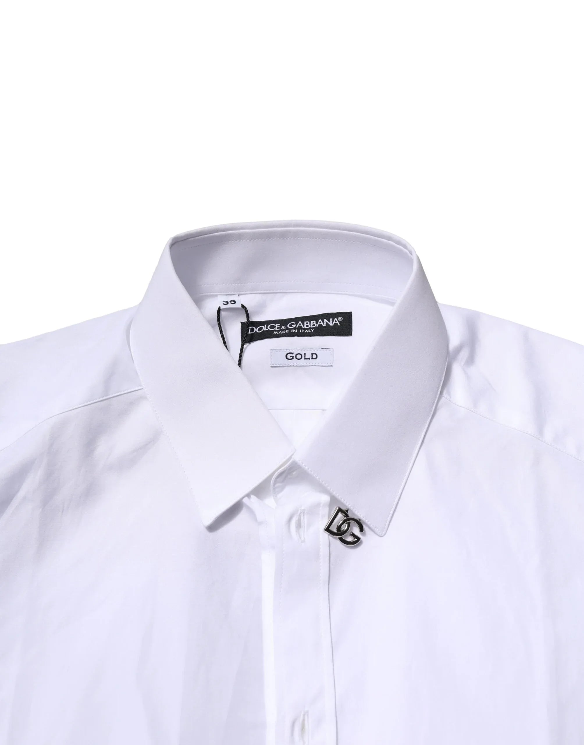 Dolce & Gabbana White Cotton GOLD Long Sleeves Formal Shirt - Zeiniez