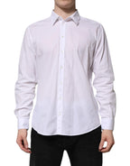 Dolce & Gabbana White Cotton STAFF Long Sleeves Forma Shirt - Zeiniez