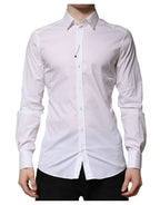Dolce & Gabbana White Cotton GOLD Long Sleeves Formal Shirt - Zeiniez