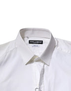 Dolce & Gabbana White Cotton GOLD Long Sleeves Formal Shirt - Zeiniez