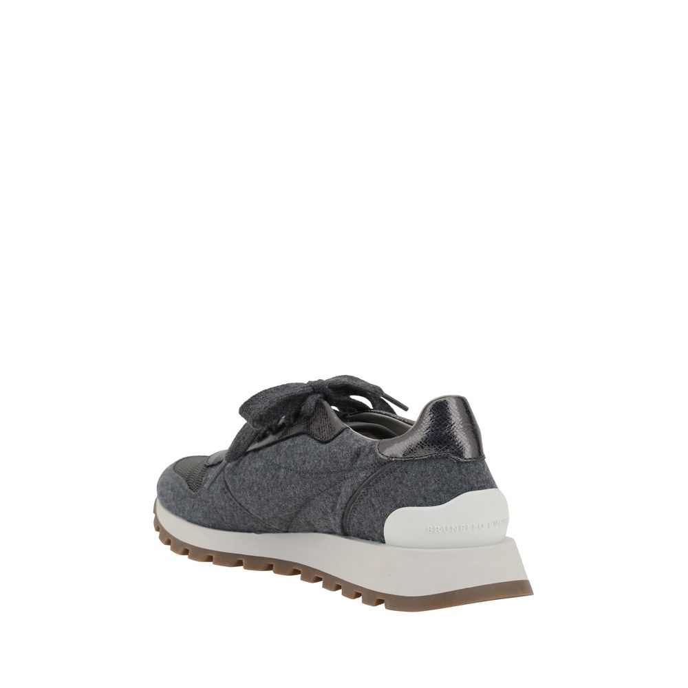 Brunello Cucinelli Gray Fleece Wool Sneakers - Zeiniez