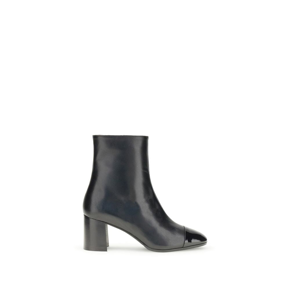 Carel Paris Black Calf Leather Bos Taurus Ankle Boots