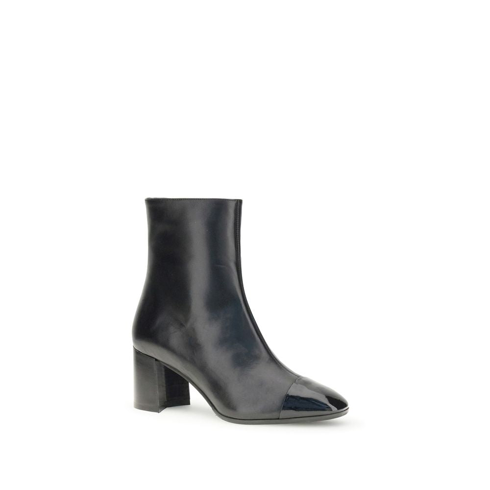 Carel Paris Black Calf Leather Bos Taurus Ankle Boots