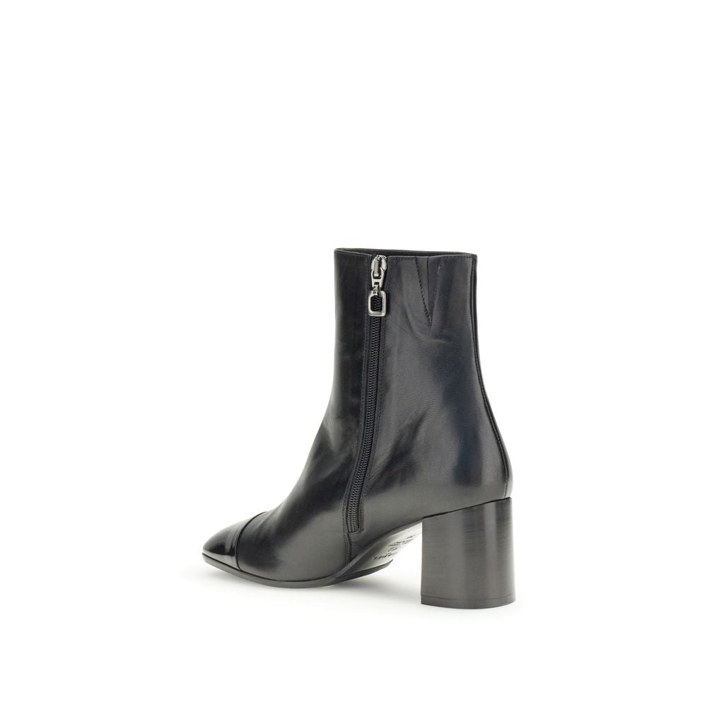 Carel Paris Black Calf Leather Bos Taurus Ankle Boots