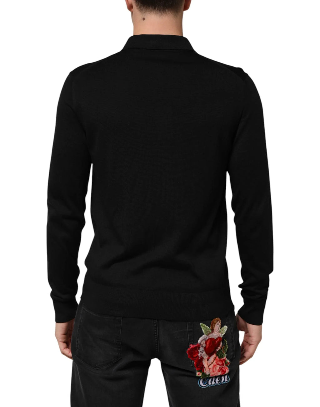 Dolce & Gabbana Black Silk Button Up Lightweight Sweater - Zeiniez
