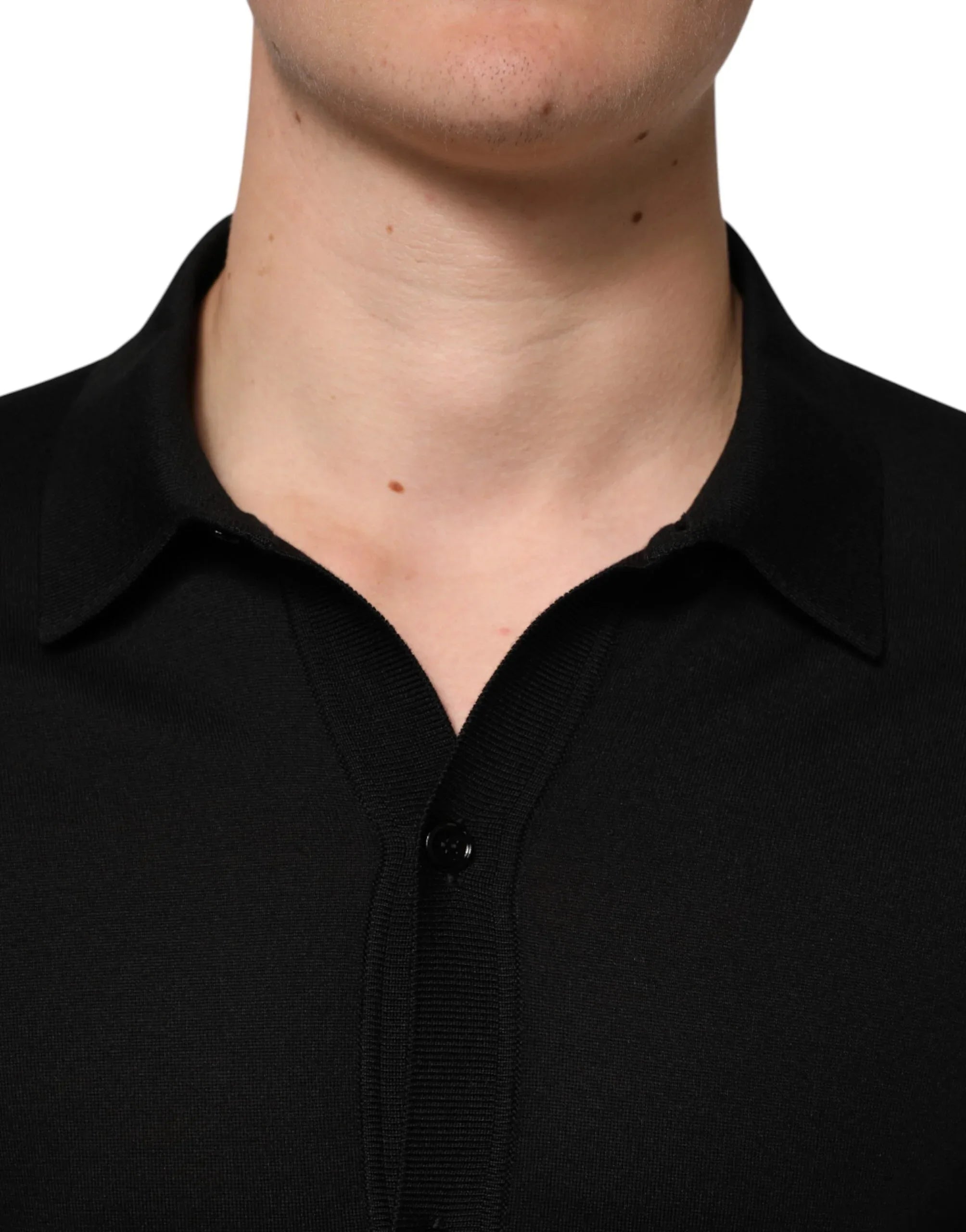 Dolce & Gabbana Black Silk Button Up Lightweight Sweater - Zeiniez