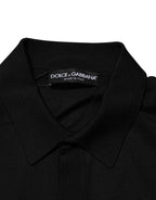 Dolce & Gabbana Black Silk Button Up Lightweight Sweater - Zeiniez