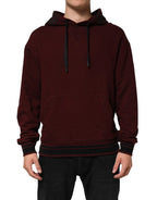 Dolce & Gabbana Burgundy Cotton Plaid Lined Men Hoodie Sweater - Zeiniez