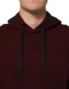 Dolce & Gabbana Burgundy Cotton Plaid Lined Men Hoodie Sweater - Zeiniez