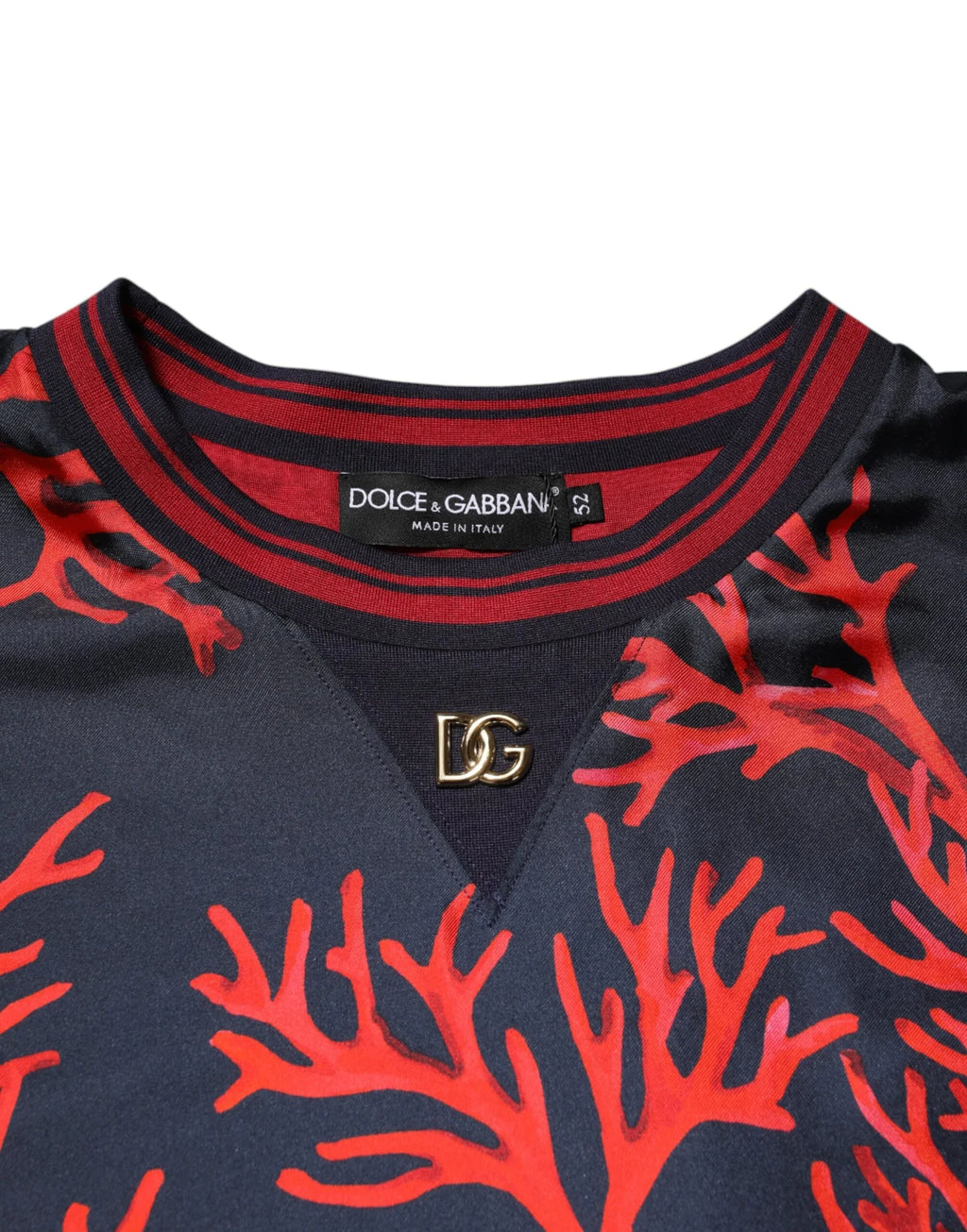 Dolce & Gabbana Silk Navy Red Coral Print Pullover Sweater - Zeiniez