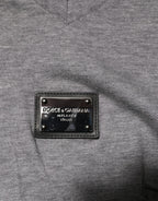 Dolce & Gabbana Gray Cotton Tattered Logo Patch Men T-shirt - Zeiniez