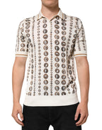 Dolce & Gabbana Silk Ivory Coin Print Logo Men Polo T-shirt - Zeiniez
