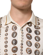 Dolce & Gabbana Silk Ivory Coin Print Logo Men Polo T-shirt - Zeiniez