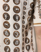 Dolce & Gabbana Silk Ivory Coin Print Logo Men Polo T-shirt - Zeiniez