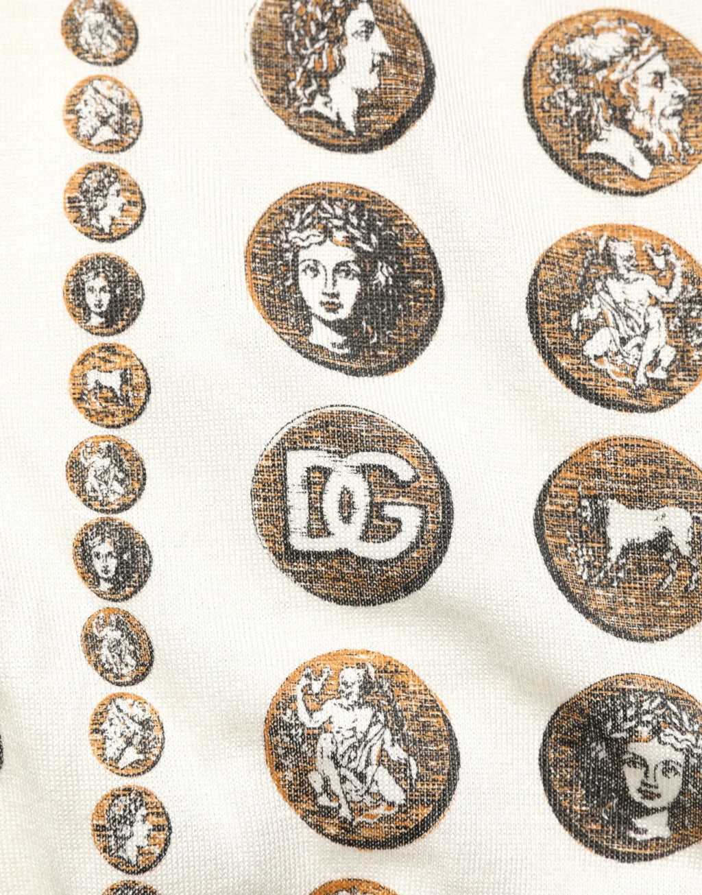 Dolce & Gabbana Silk Ivory Coin Print Logo Men Polo T-shirt - Zeiniez