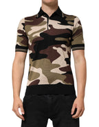 Dolce & Gabbana Camouflage Brown Silk MilitaryPolo T-shirt - Zeiniez