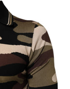 Dolce & Gabbana Camouflage Brown Silk MilitaryPolo T-shirt - Zeiniez