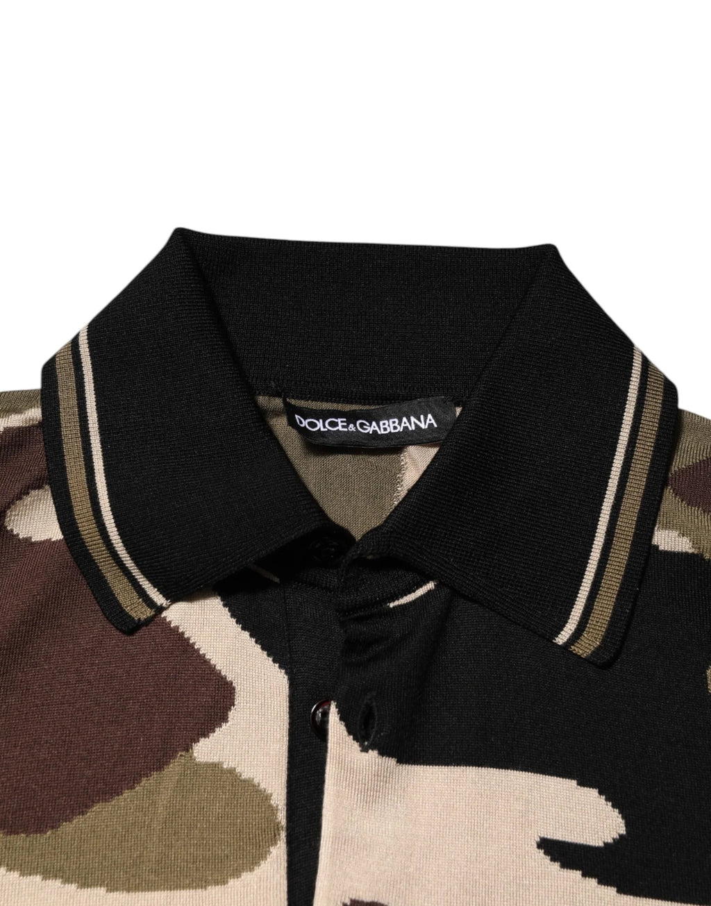 Dolce & Gabbana Camouflage Brown Silk MilitaryPolo T-shirt - Zeiniez