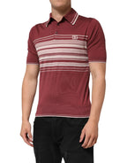 Dolce & Gabbana Cotton Burgundy Striped DG Logo Polo T-shirt - Zeiniez