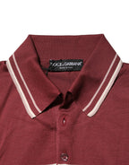 Dolce & Gabbana Cotton Burgundy Striped DG Logo Polo T-shirt - Zeiniez