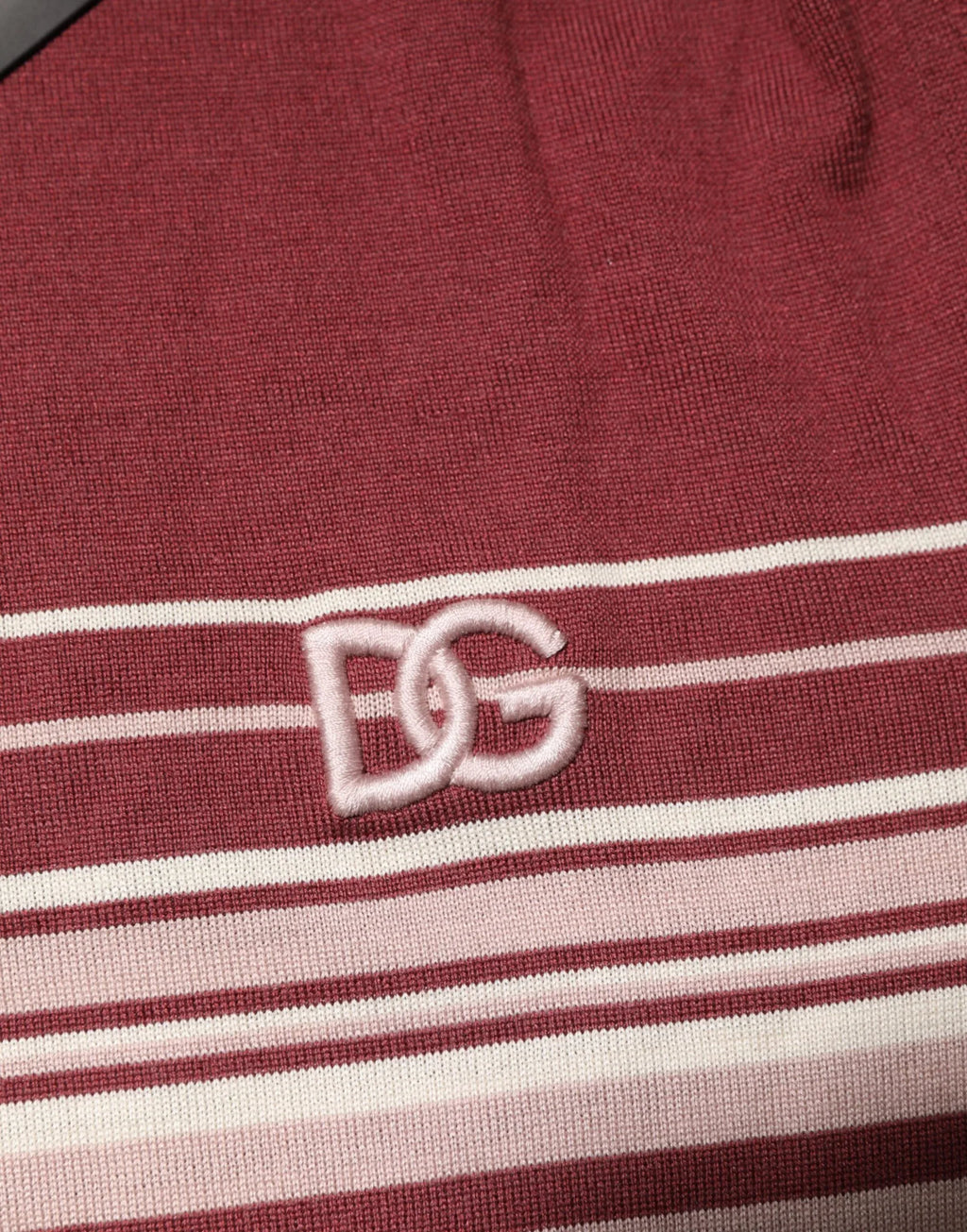 Dolce & Gabbana Cotton Burgundy Striped DG Logo Polo T-shirt - Zeiniez