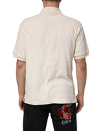 Dolce & Gabbana Ivory Cotton Terry Logo Pocket Polo T-shirt - Zeiniez