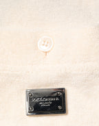 Dolce & Gabbana Ivory Cotton Terry Logo Pocket Polo T-shirt
