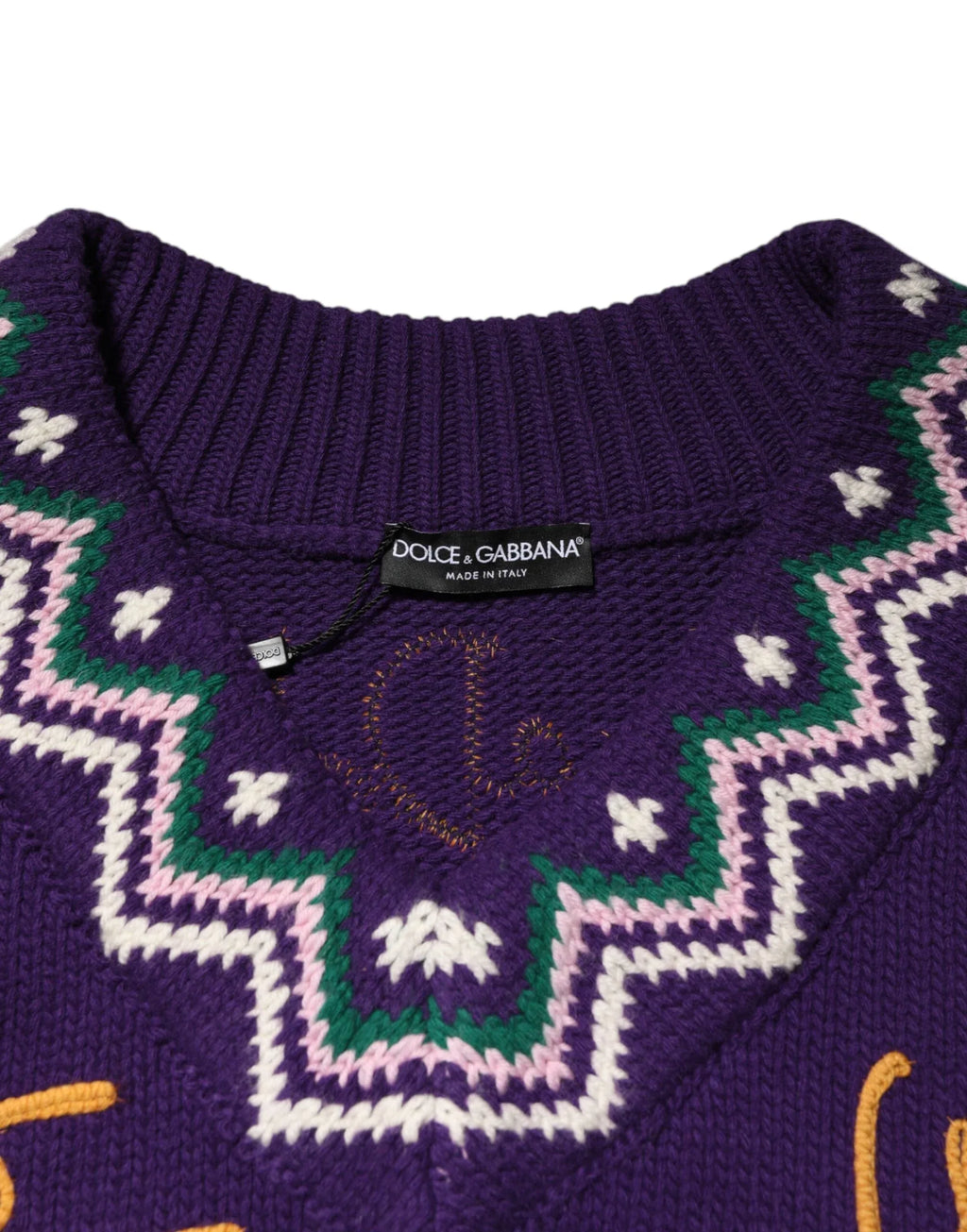 Dolce & Gabbana Purple Wool DG Logo Men Knit Pullover Sweater - Zeiniez