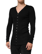 Dolce & Gabbana Black Cotton Button Up Men Cardigan Sweater - Zeiniez