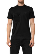 Dolce & Gabbana Black Cotton Embroidered DG Logo Pocket T-shirt - Zeiniez