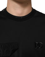 Dolce & Gabbana Black Cotton Embroidered DG Logo Pocket T-shirt - Zeiniez