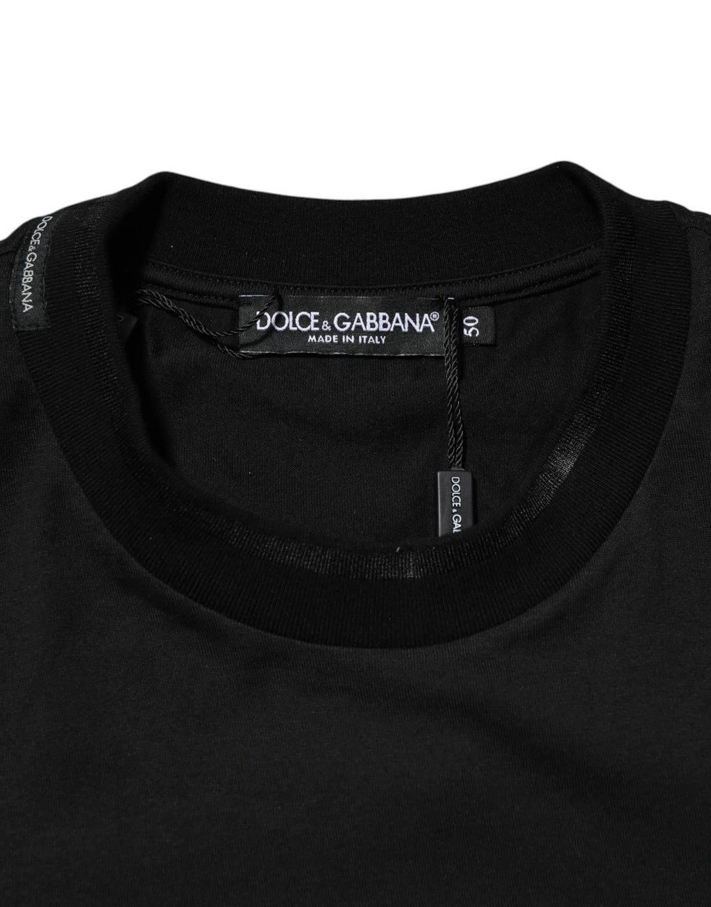 Dolce & Gabbana Black Cotton Embroidered DG Logo Pocket T-shirt - Zeiniez