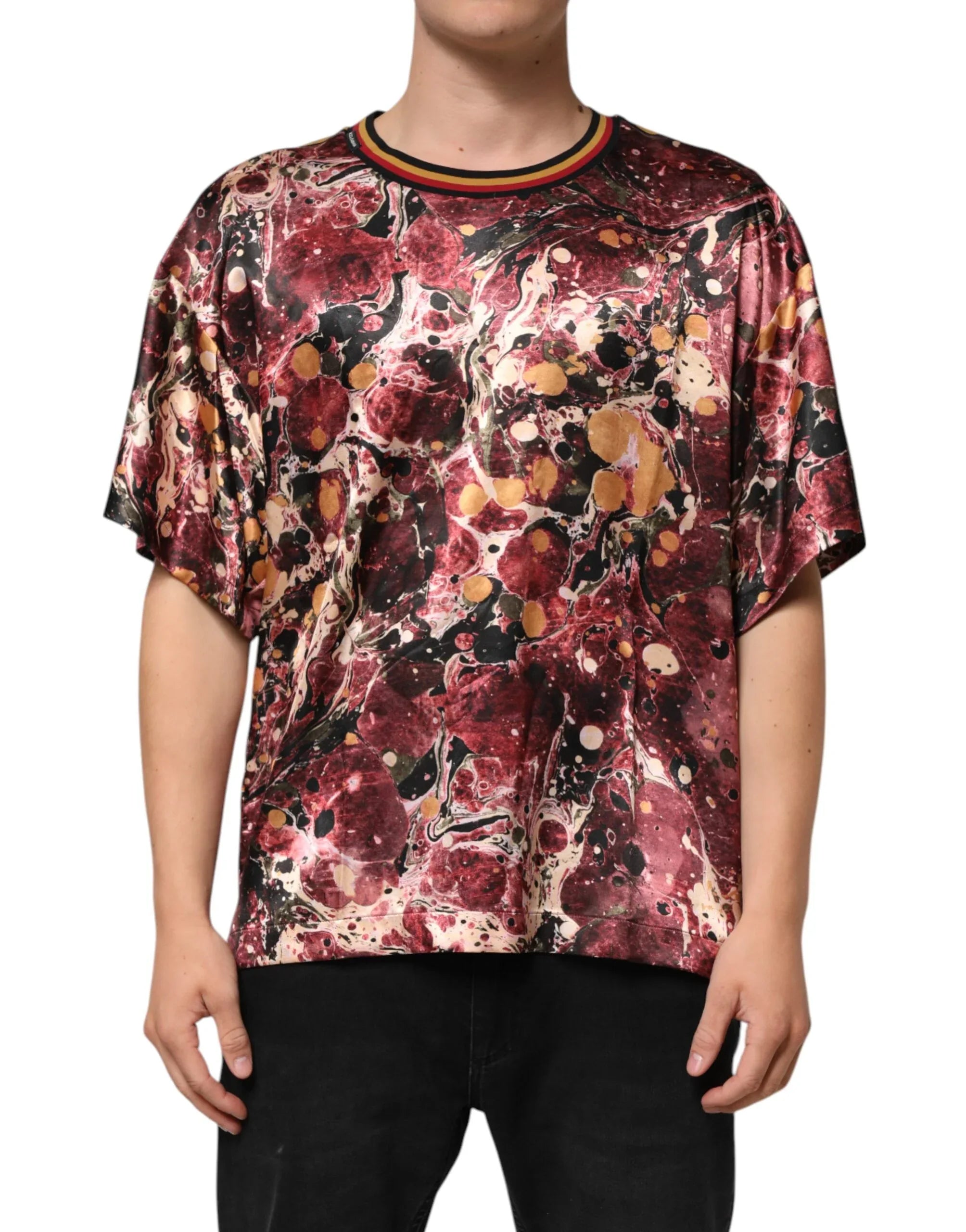 Dolce & Gabbana Multicolor Polyester Marble Print Oversize T-shirt - Zeiniez