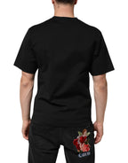 Dolce & Gabbana Black Cotton DG Logo Graffiti Short Sleeve T-shirt - Zeiniez