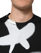Dolce & Gabbana Black Cotton DG Logo Graffiti Short Sleeve T-shirt - Zeiniez