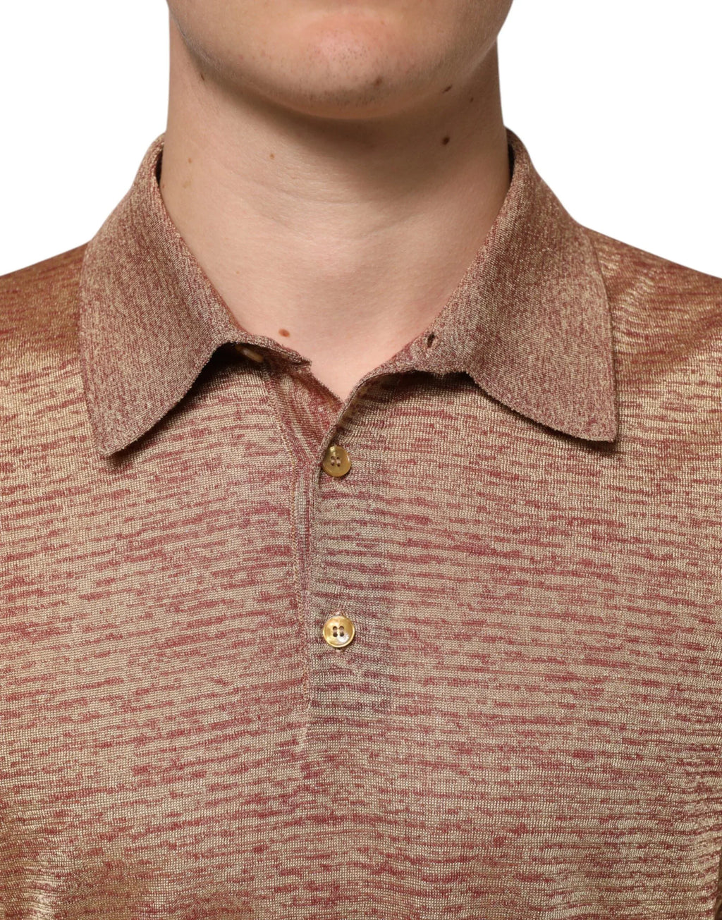 Dolce & Gabbana Brown Silk Textured Short Sleeve Polo T-shirt - Zeiniez