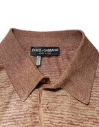Dolce & Gabbana Brown Silk Textured Short Sleeve Polo T-shirt - Zeiniez