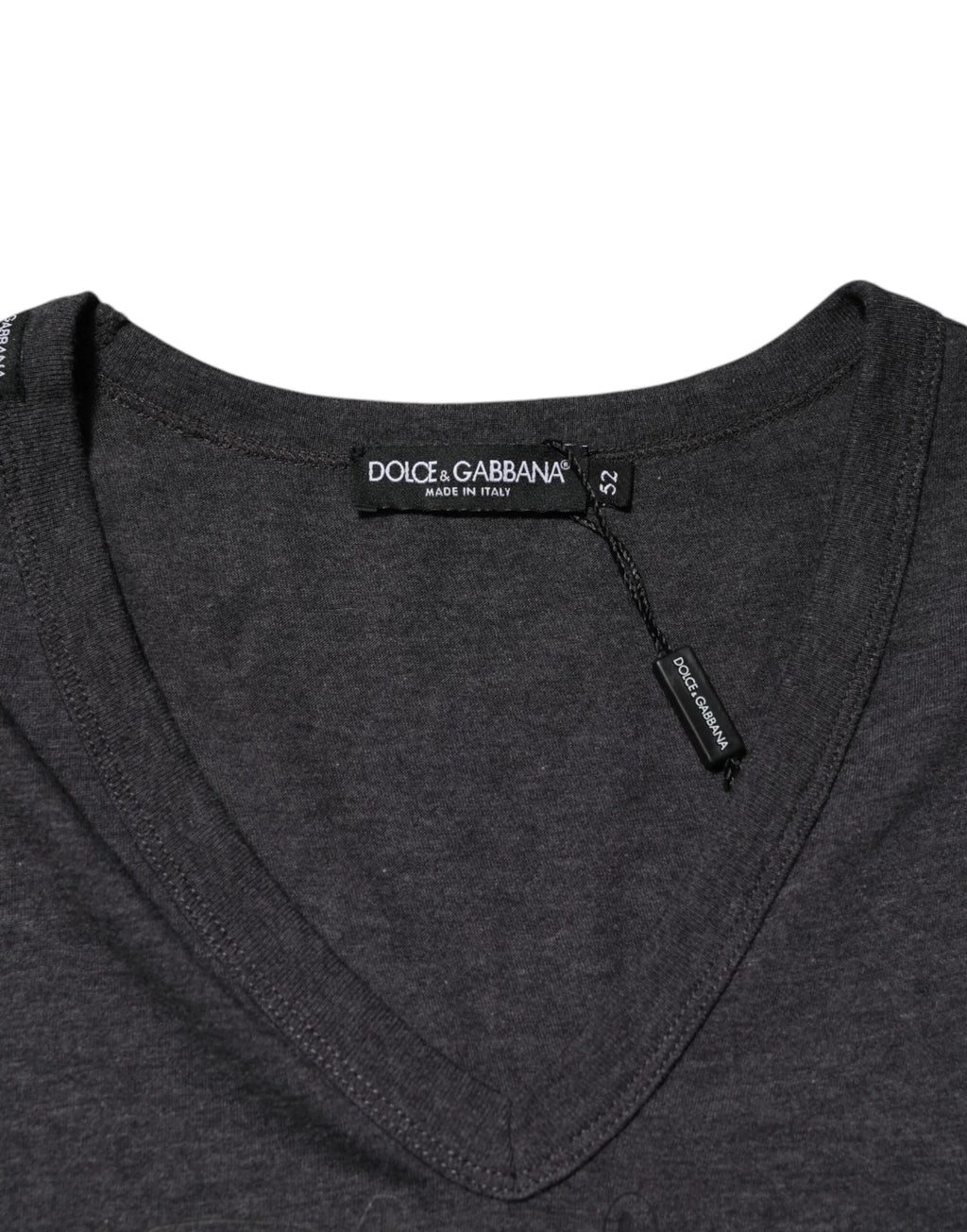 Dolce & Gabbana Black Charcoal DG Logo V-Neck Men T-shirt - Zeiniez