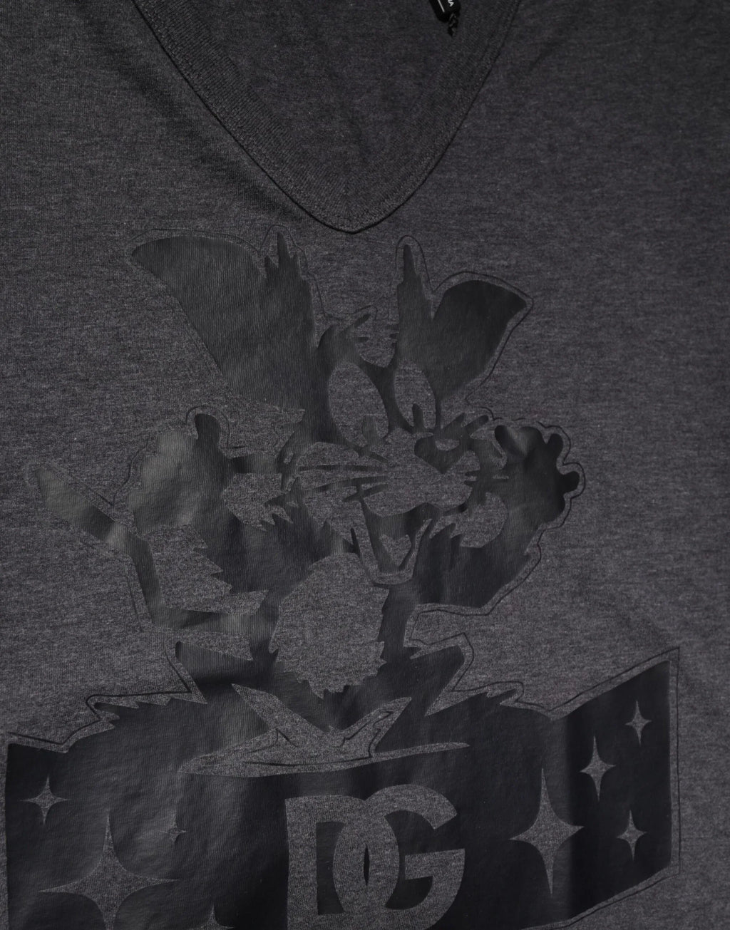 Dolce & Gabbana Black Charcoal DG Logo V-Neck Men T-shirt - Zeiniez