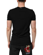 Dolce & Gabbana Black Cotton Slim Fit Men V-Neck Shirt T-shirt - Zeiniez