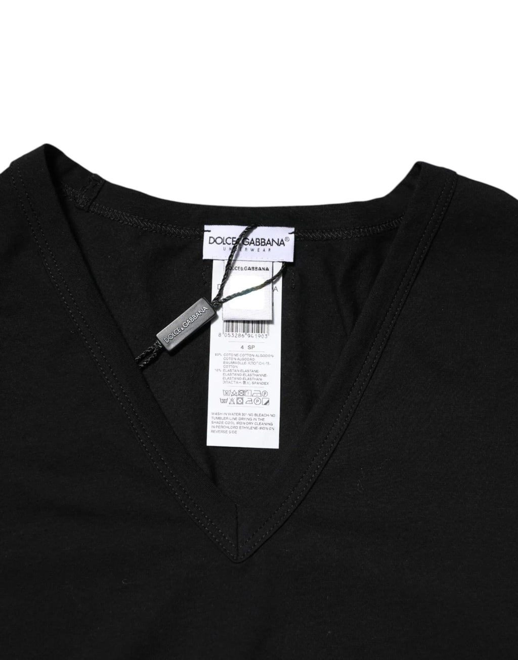 Dolce & Gabbana Black Cotton Slim Fit Men V-Neck Shirt T-shirt - Zeiniez