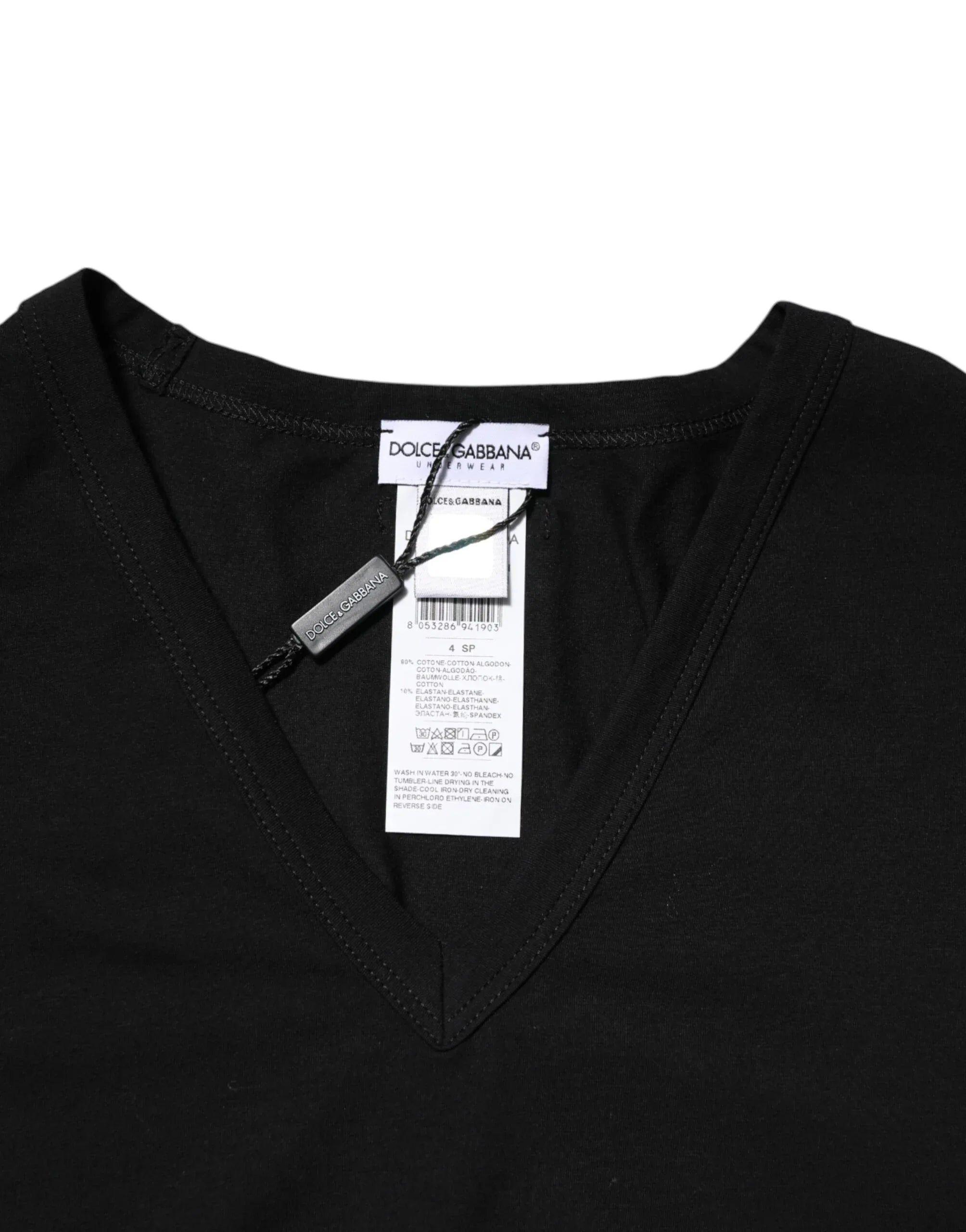 Dolce & Gabbana Black Cotton Slim Fit Men V-Neck Shirt T-shirt - Zeiniez