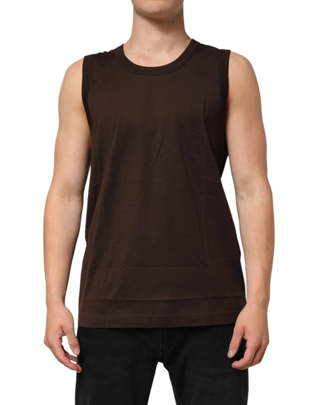 Dolce & Gabbana Brown Cotton Sleeveless Underwear Men Tank Top - Zeiniez