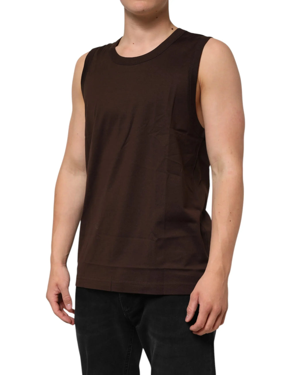 Dolce & Gabbana Brown Cotton Sleeveless Underwear Men Tank Top - Zeiniez