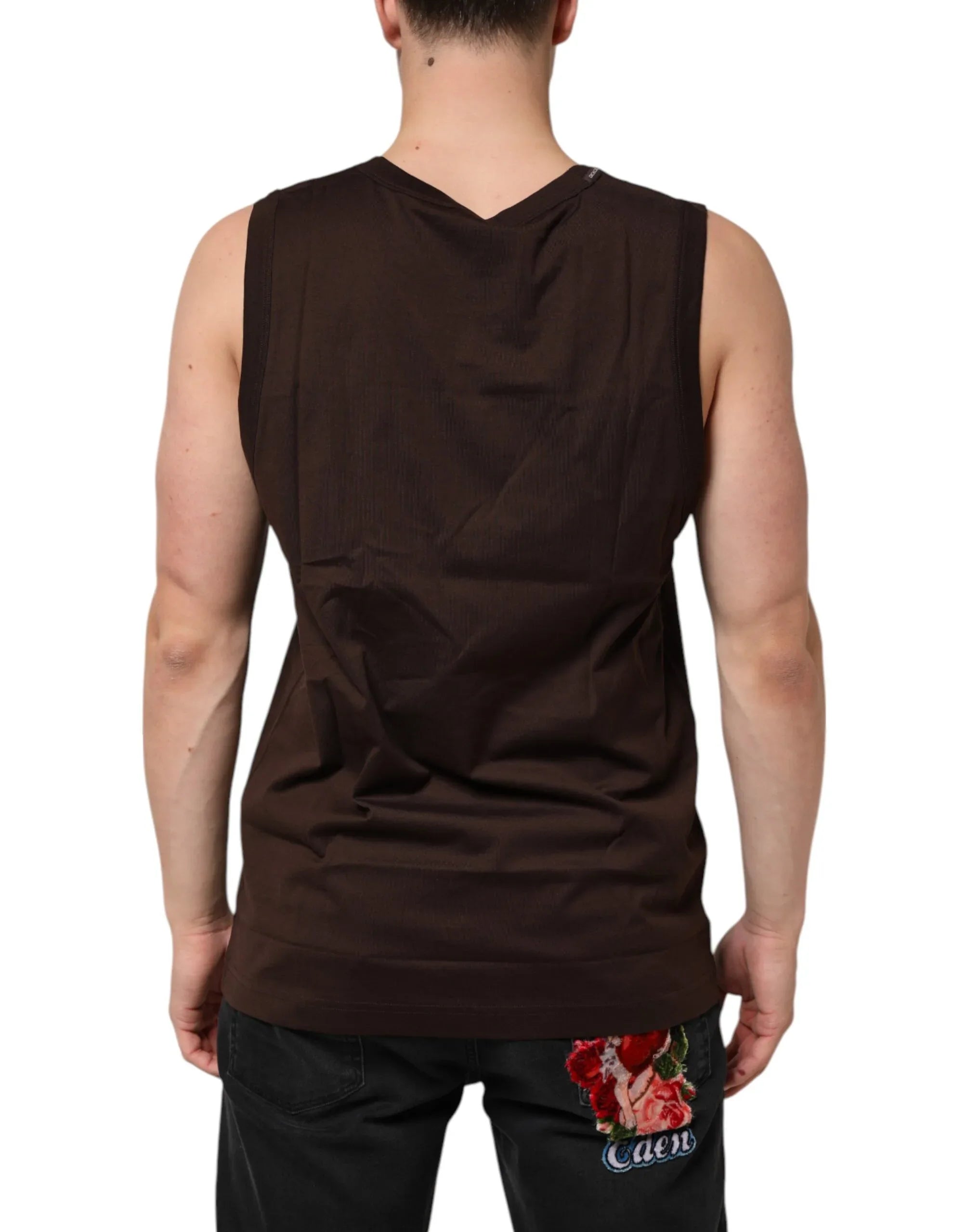 Dolce & Gabbana Brown Cotton Sleeveless Underwear Men Tank Top - Zeiniez