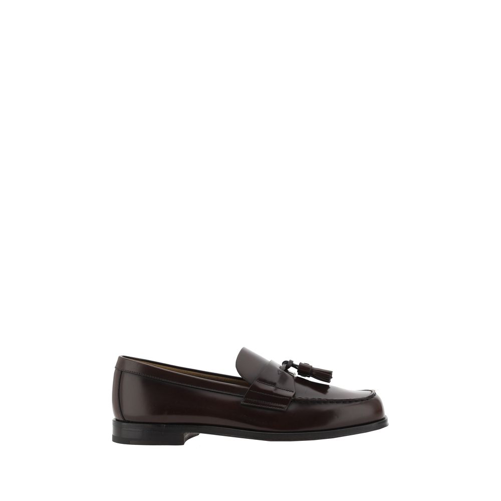 Prada Brown Calf Leather Bos Taurus Slip-On Loafers - Zeiniez